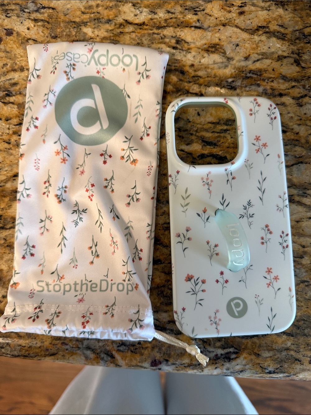 Loopy Case Mint Green iPhone Case with Matching Pouch, floral